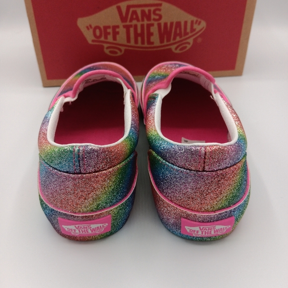 NIB Vans Classic Girls Slip Ons Shoes Various Sizes Glitter Rainglow - Picture 5 of 13